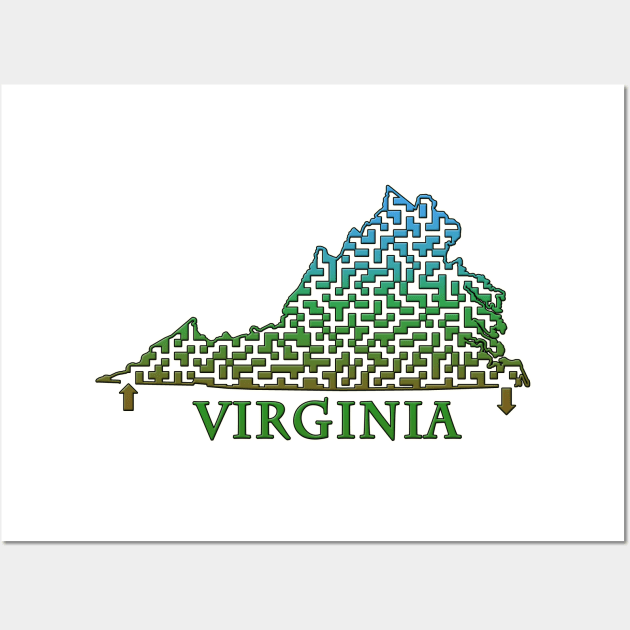 State of Virginia Colorful Maze Wall Art by gorff